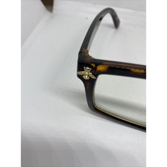 Retro Sunglasses Tortoise Brown and Gold Frame Clear Lens Gold Bumblebee Detail - Picture 6 of 6